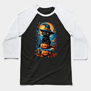 Halloween Cat Baseball T-Shirt